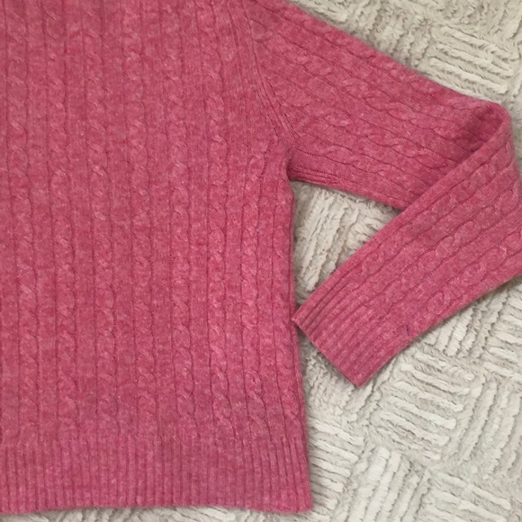J. Crew Factory pink cable knit crew neck sweater - Picture 4 of 8